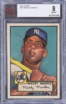 1952 Topps #311 Mickey Mantle Rookie Card – BVG NM-MT 8